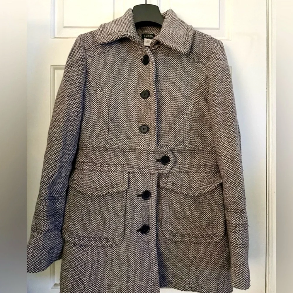 J. Crew Women's Gray Tweed Pea Coat - Picture 2 of 5